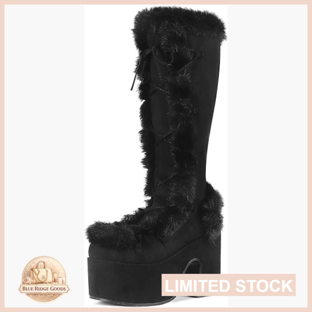 Chunky Platform Boots Lace Up Zip Punk Goth Winter Snow Heeled Boots